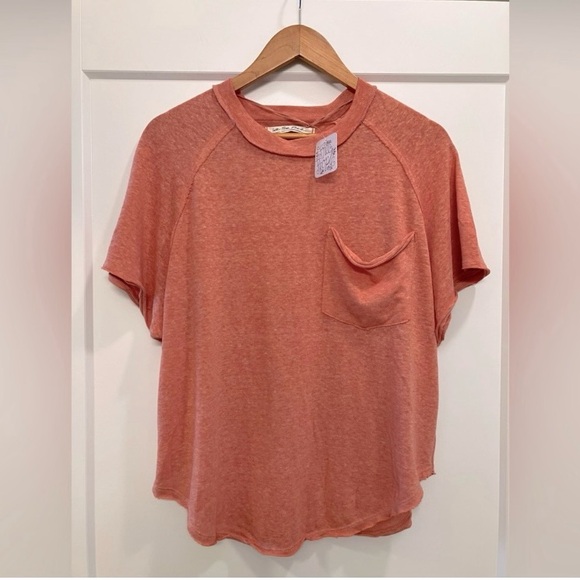 Free People We The Free Kyoto Tee NWT Oversized Slouchy Top Guava Combo XS - Picture 2 of 9